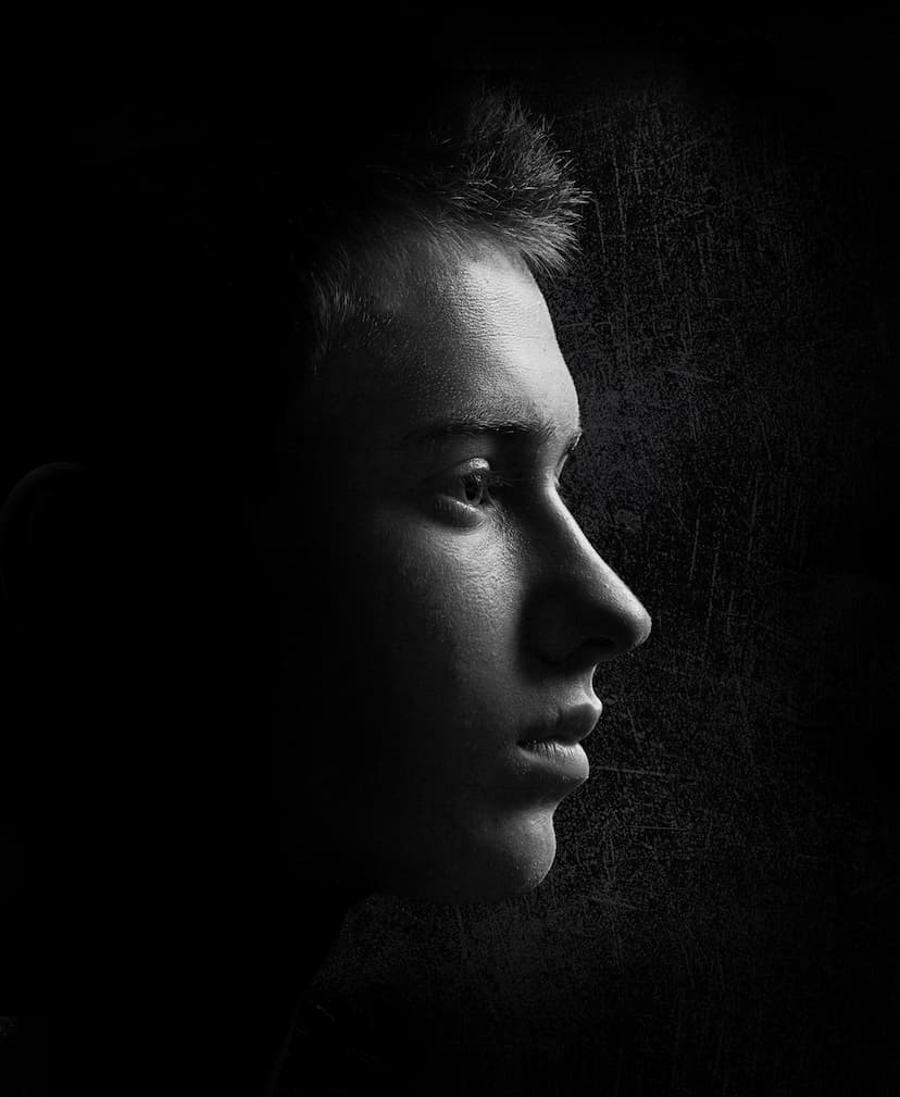 Student face in profile